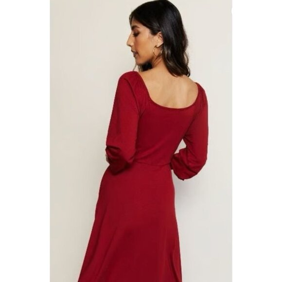 Able Dress NWT Rita Square Neck Pima Cotton Midi Sun Dried Tomato Size M - Picture 4 of 11